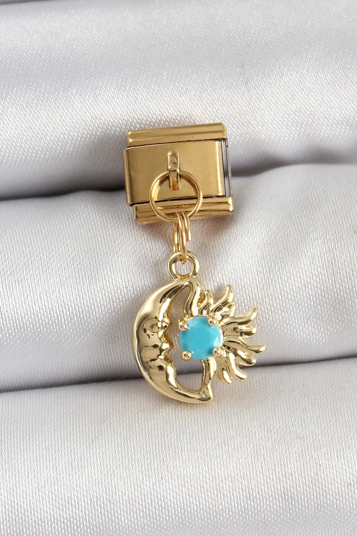 Mey İthalat® 316L Çelik Sallantılı Ay Ve Güneş Model Gold Renk Nomination Charm