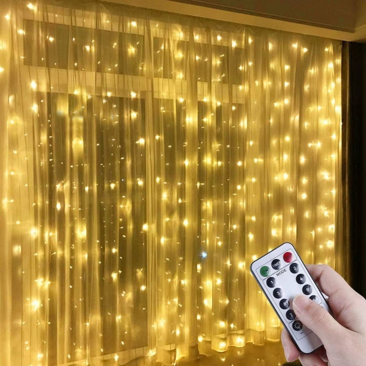 Uzaktan Kumandalı LED Perdeye Takılabilen Kancalı Işık Usb 3x3 Metre Peri Perde LED