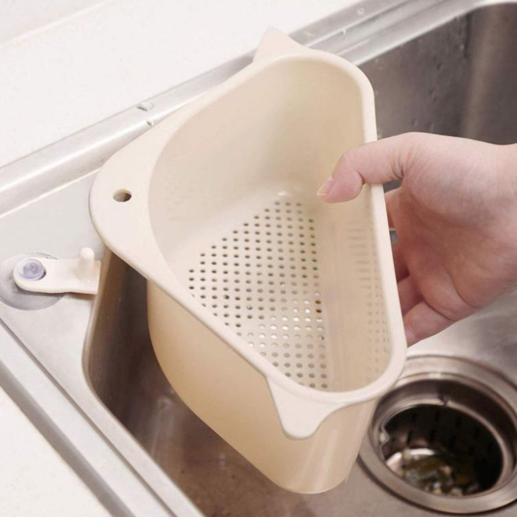 Vantuzlu Üçgen Sebze Meyve Lavabo Raf Evye Süzgeç Sünger Tutucu Düzenleyici Mutfak Organize