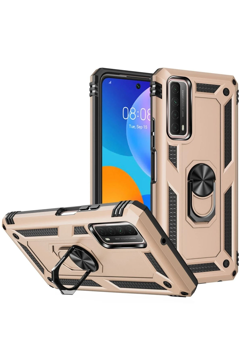 Mey İthalat® Huawei P Smart 2021 Kılıf Sofya Yüzüklü Silikon Kapak - Gold