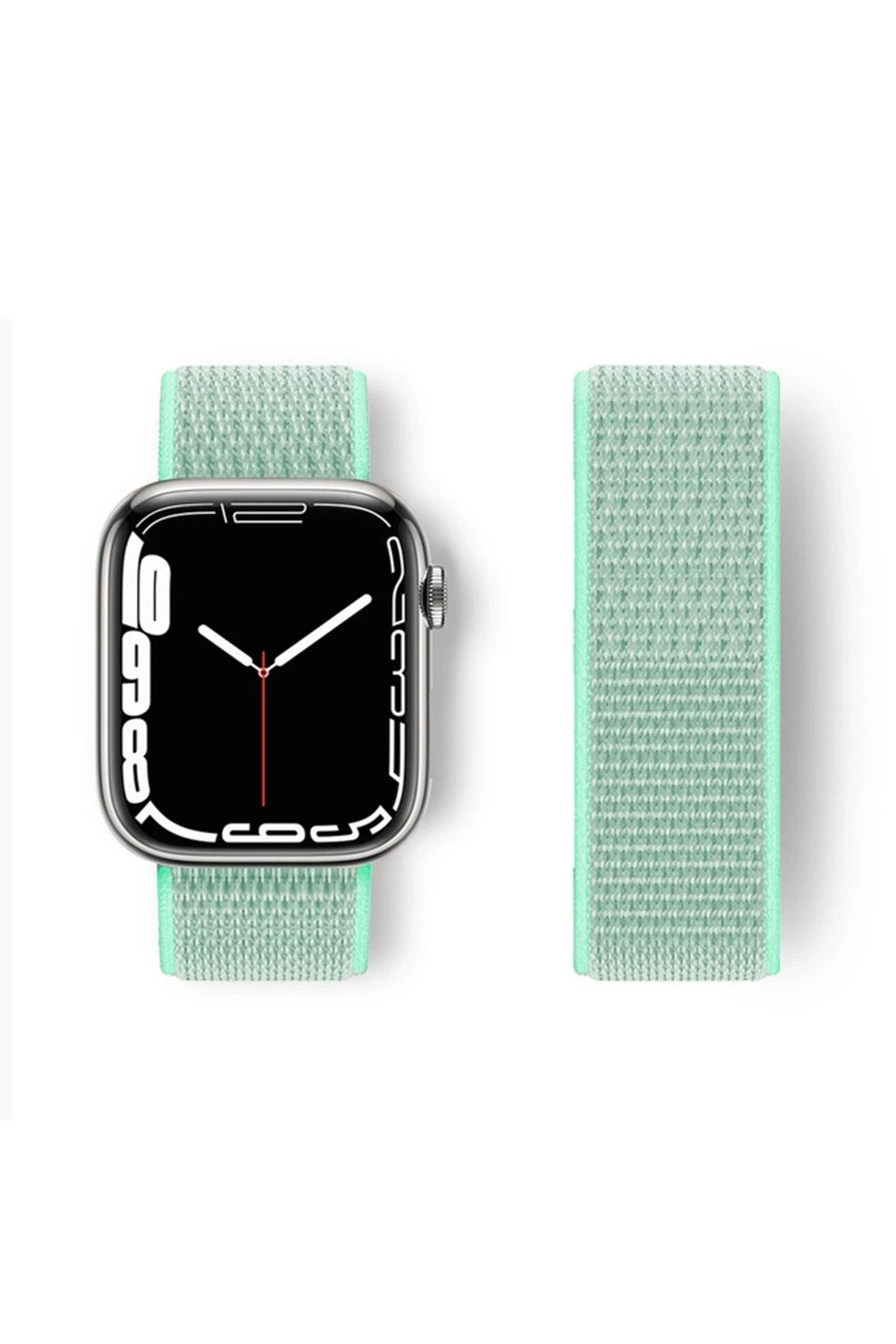 Mey İthalat® Watch 42mm Hasırlı Cırtcırtlı Kordon - Turkuaz