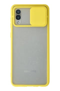 Mey İthalat® Samsung Galaxy A02 Kılıf Palm Buzlu Kamera Sürgülü Silikon - Sarı