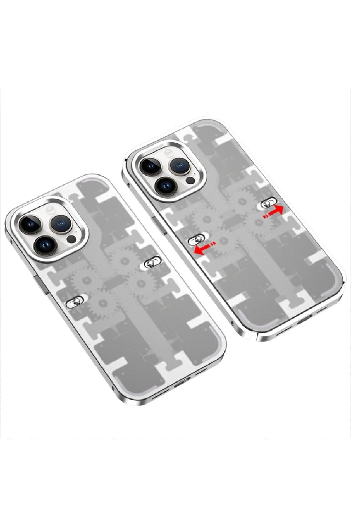 Mey İthalat® iPhone 13 Pro Max Kılıf Mekanik Bumper Kapak - Gümüş