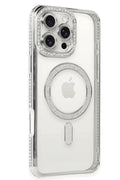 Mey İthalat® iPhone 16 Pro Kılıf Joke Simli Magneticsafe Kılıf - Gümüş