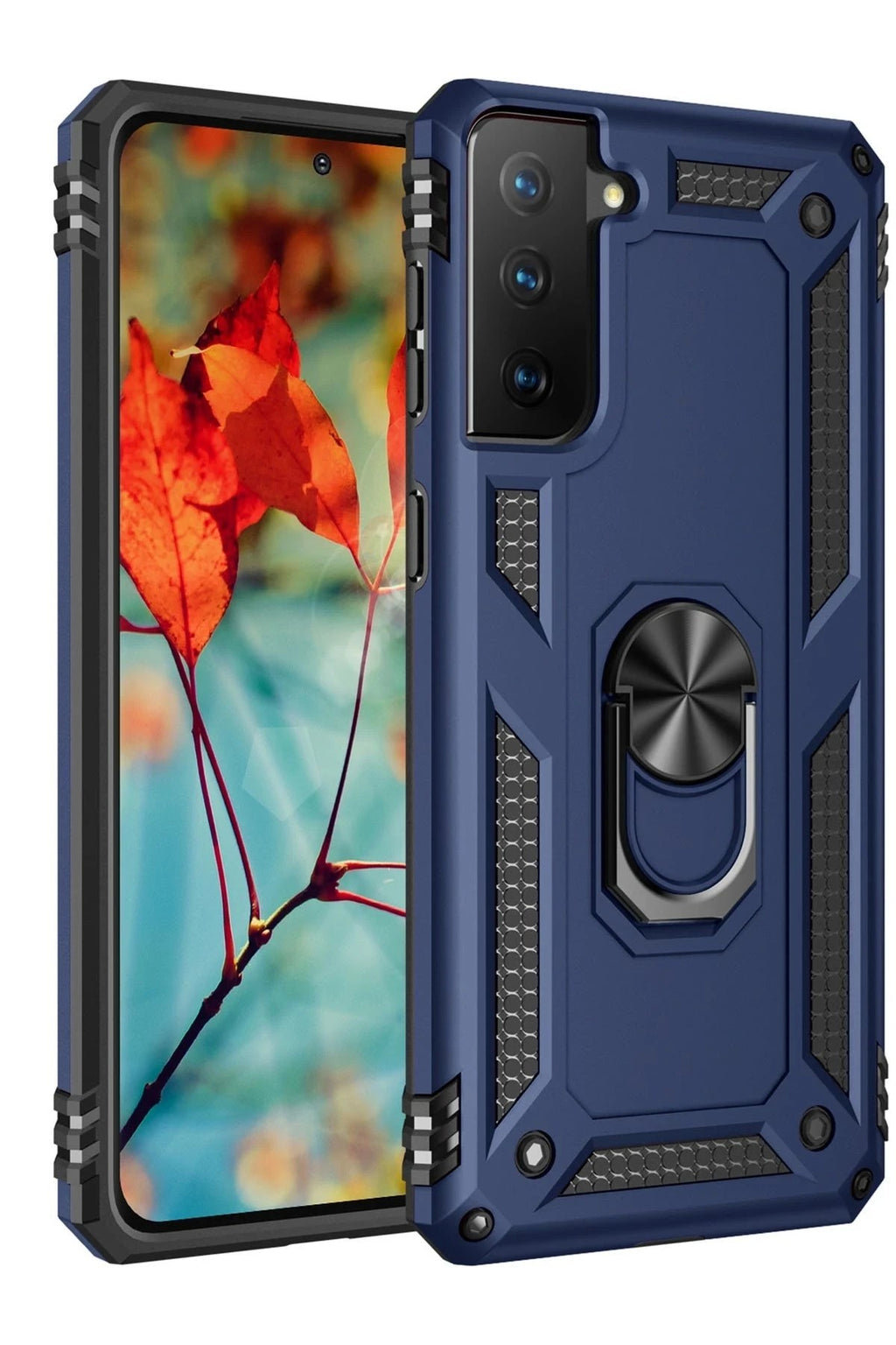 Mey İthalat® Samsung Galaxy S21 Kılıf Sofya Yüzüklü Silikon Kapak - Lacivert