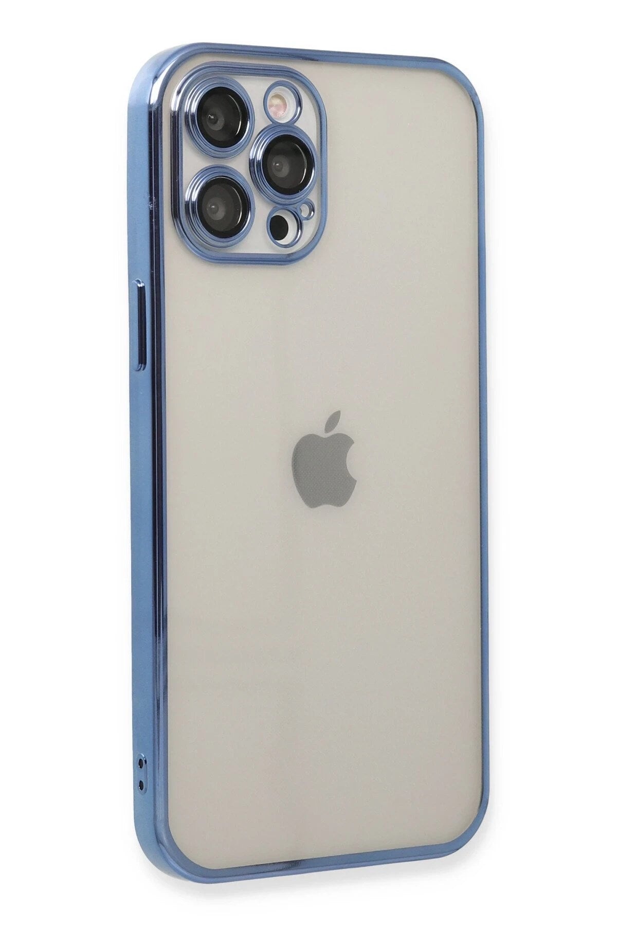 Mey İthalat® iPhone 12 Pro Kılıf Lensli Silikon - Açık Mavi