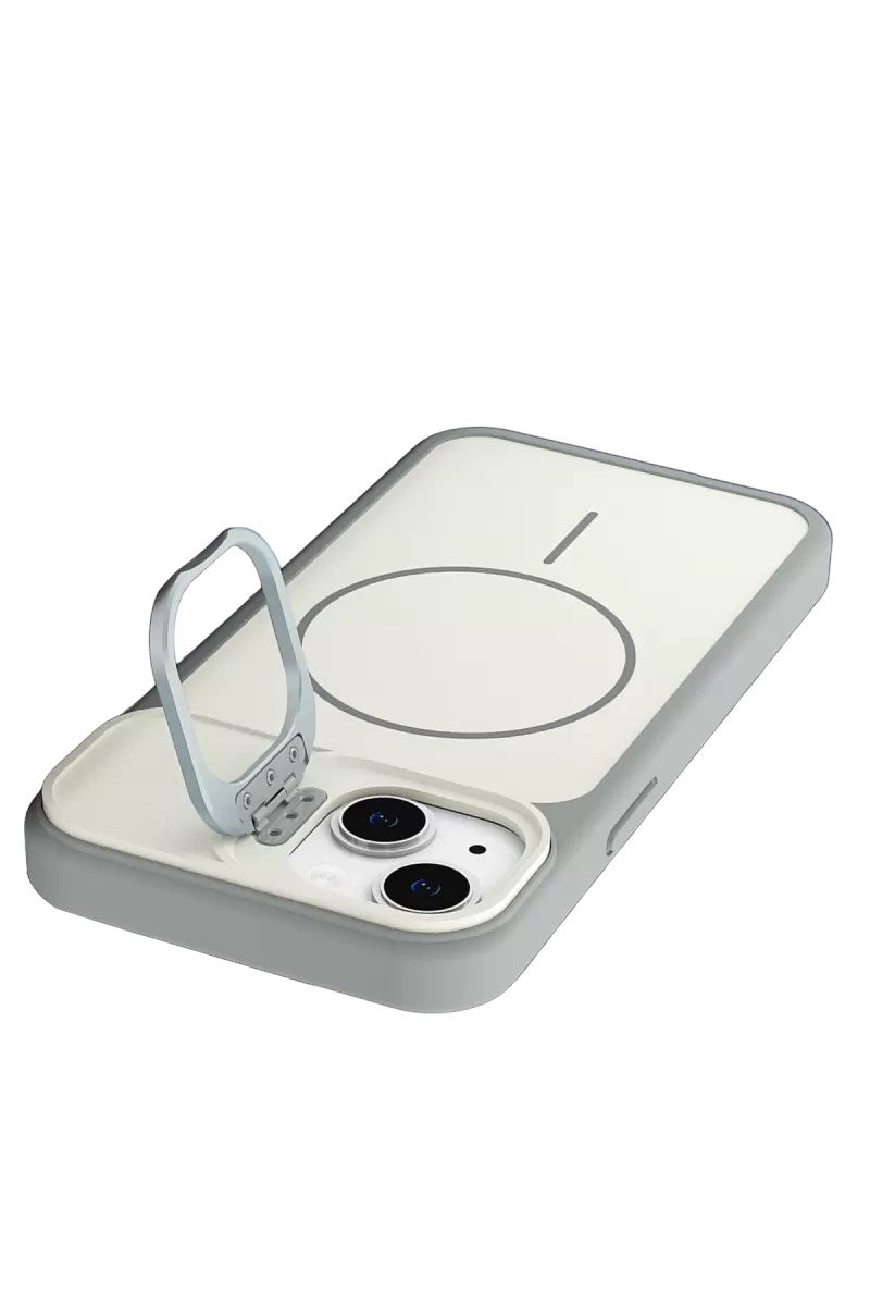Mey İthalat® iPhone 15 Pale Magsafe Standlı Kapak - Beyaz