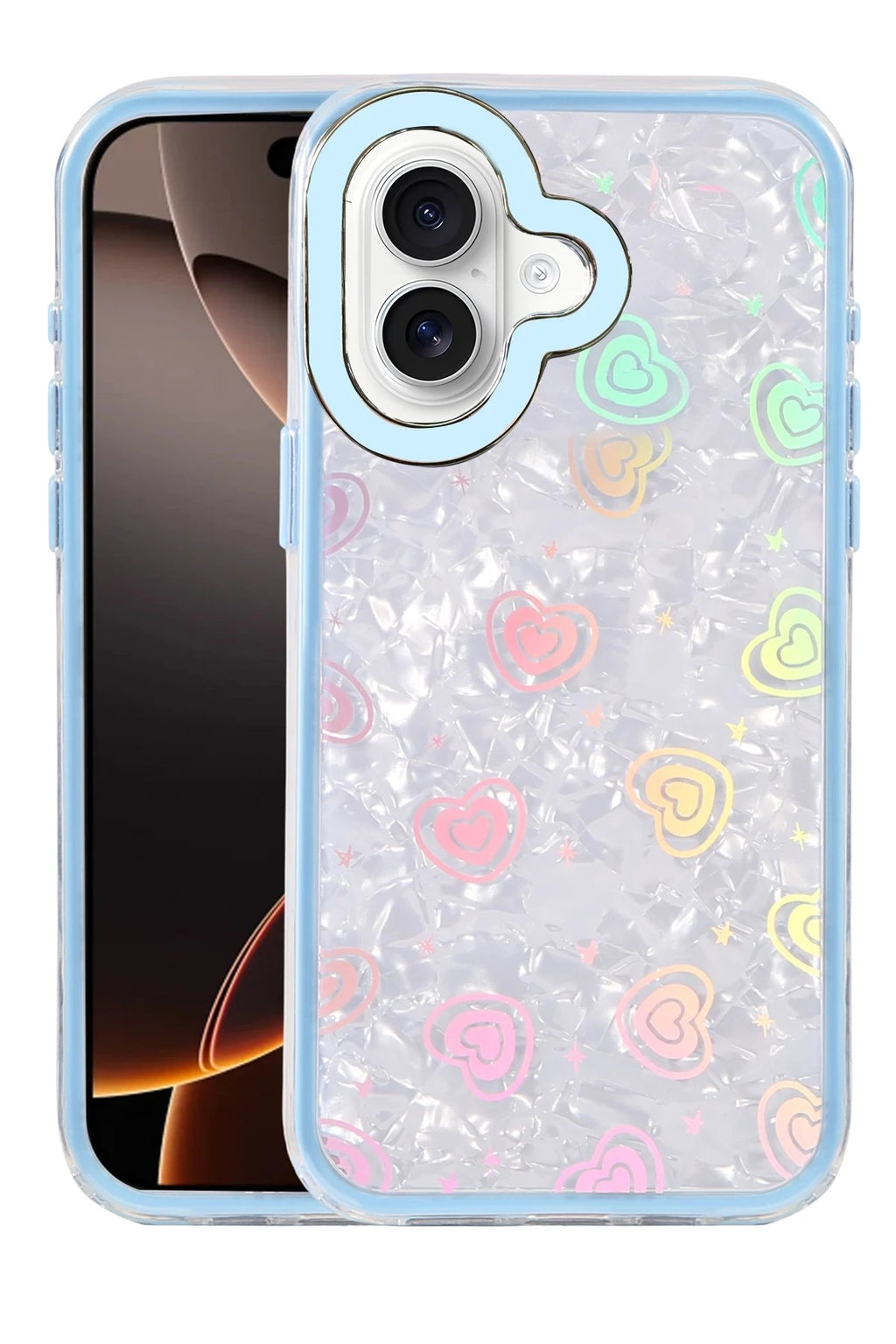 Mey İthalat® iPhone 16 Lumi Desenli Kapak - Mavi
