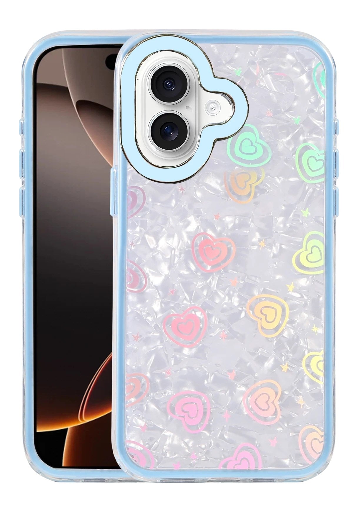 Mey İthalat® iPhone 16 Lumi Desenli Kapak - Mavi