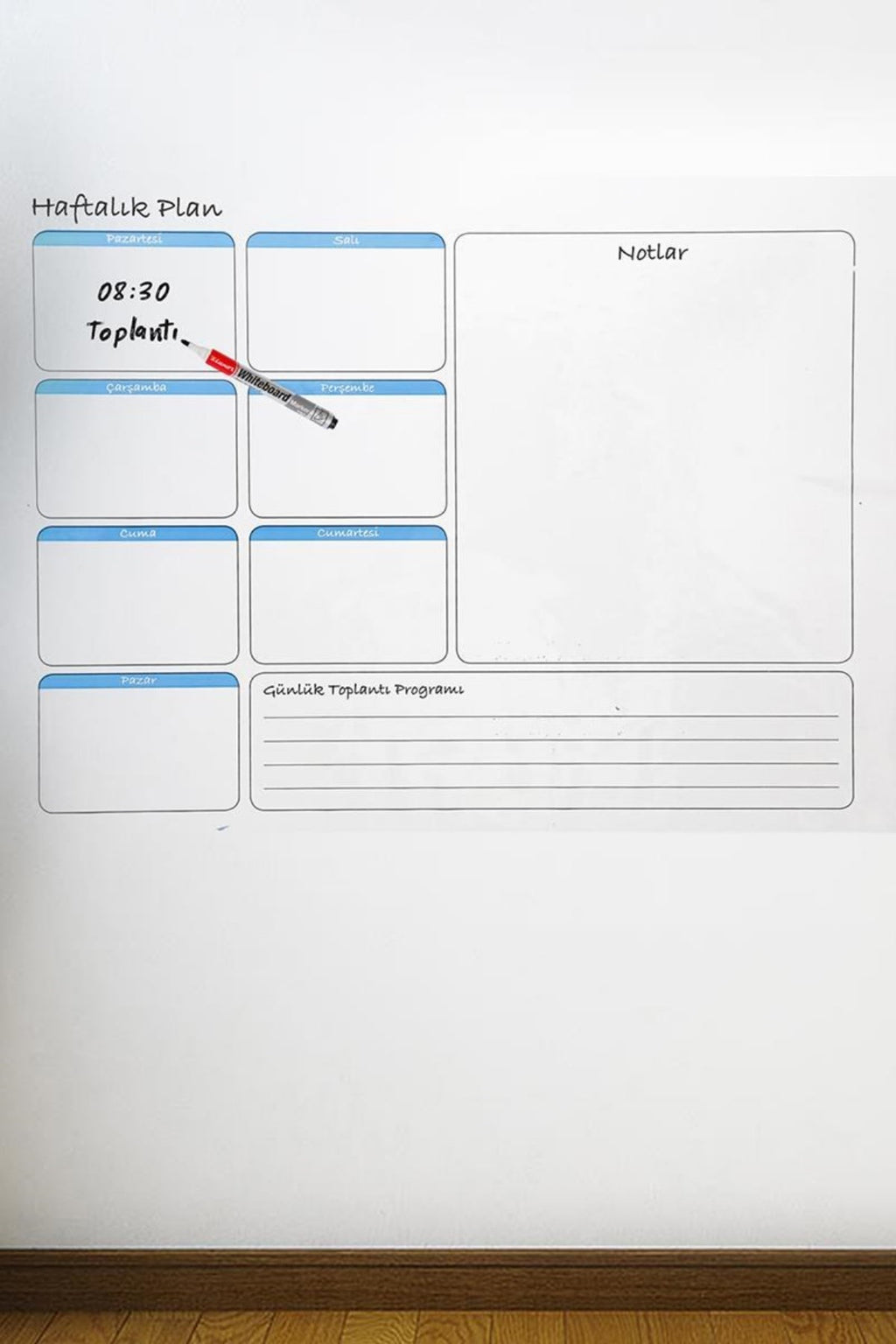 Haftalık Planlayıcı Manyetik Duvar Stickerı Takvim 56 cm x 70 cm