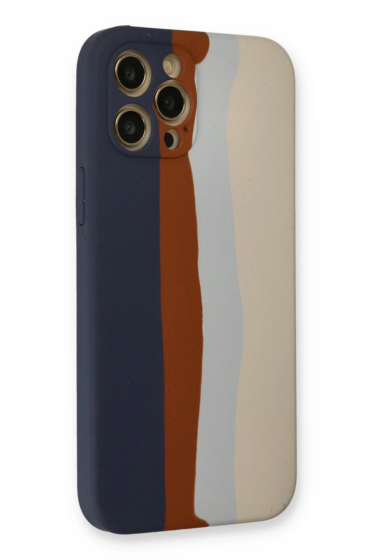 Mey İthalat® iPhone 12 Pro Max Kılıf Ebruli Lansman Silikon - Lacivert-Krem