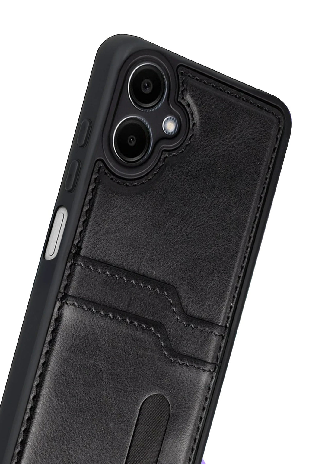 Mey İthalat® Samsung Galaxy A07 4G Sara Kartvizitli Deri Kılıf - Siyah