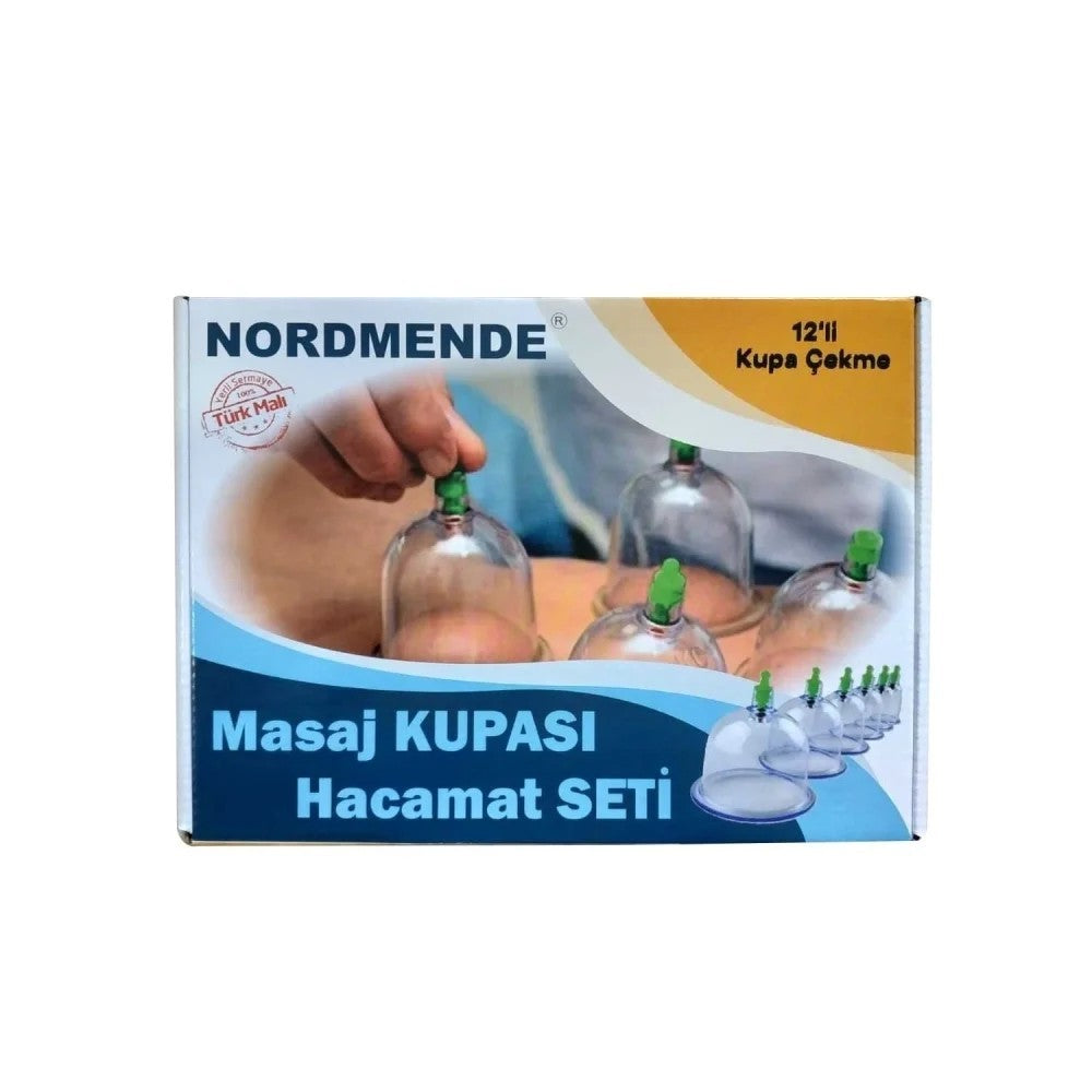 12'li Hacamat Kupa Seti - Vakumlu Pompalı Profesyonel Masaj ve Terapi Seti