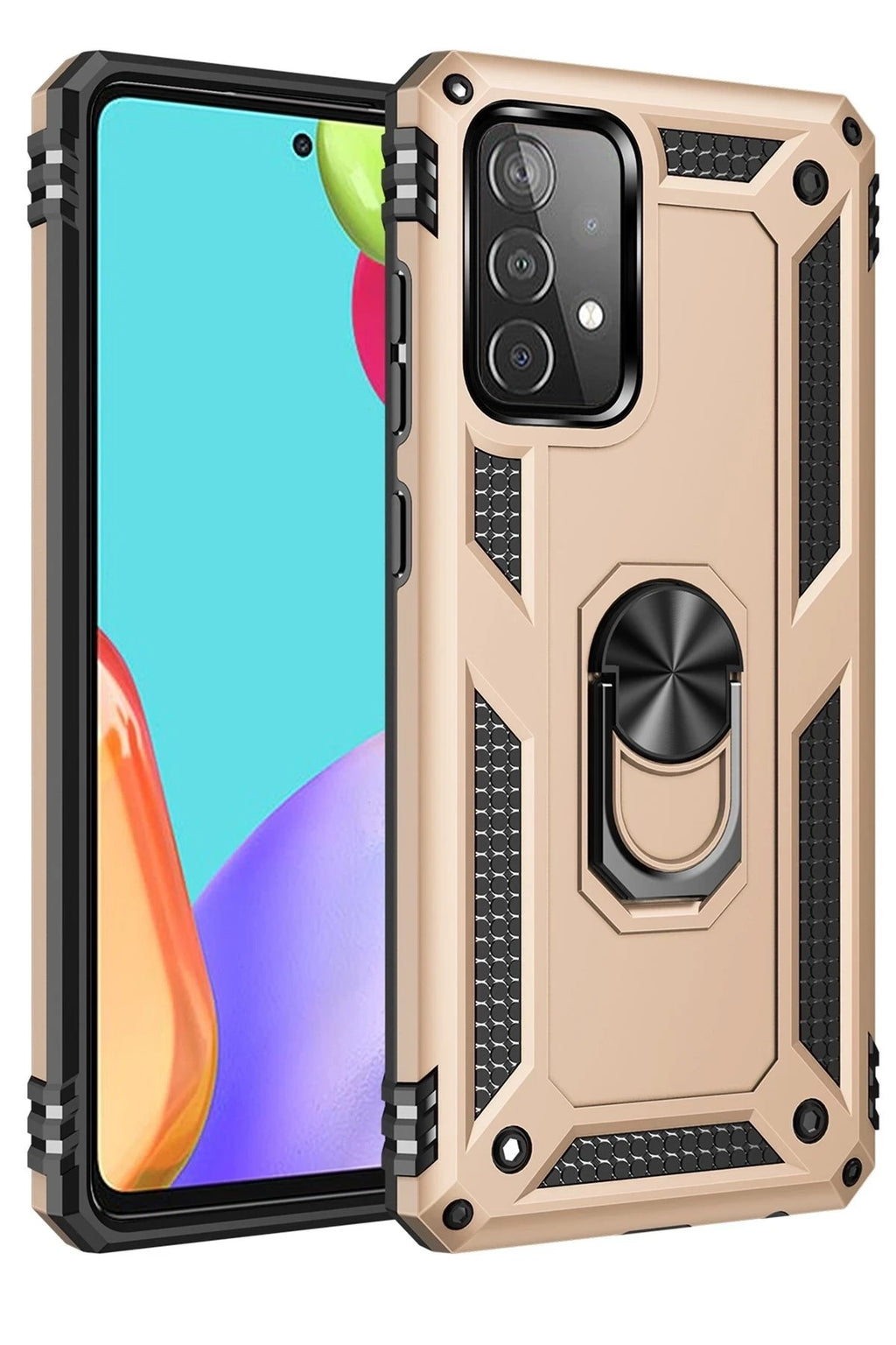 Mey İthalat® Samsung Galaxy A53 5G Kılıf Sofya Yüzüklü Silikon Kapak - Gold