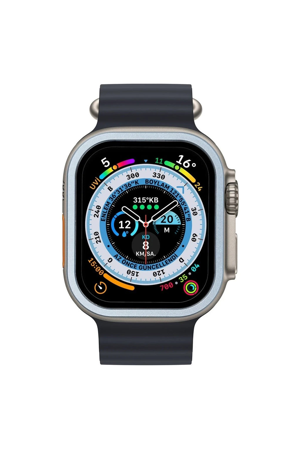 Mey İthalat® Watch Ultra 49mm Alüminyum Kasa Cam Ekran Koruyucu - Mavi