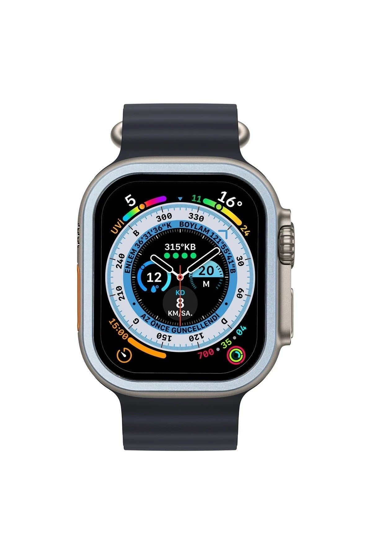Mey İthalat® Watch Ultra 49mm Alüminyum Kasa Cam Ekran Koruyucu - Mavi