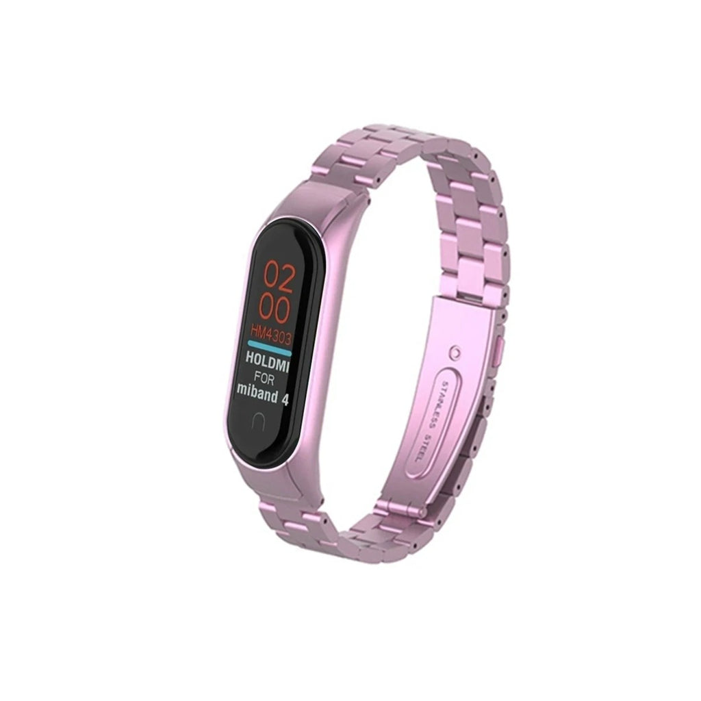 Mey İthalat® Mi Band 4 Metal Baklalı Kordon - Rose