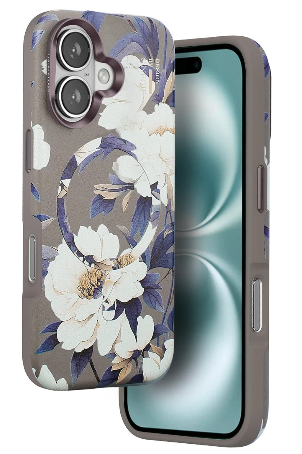 Mey İthalat® iPhone 16 Flower Series Magsafe Kapak - Gri