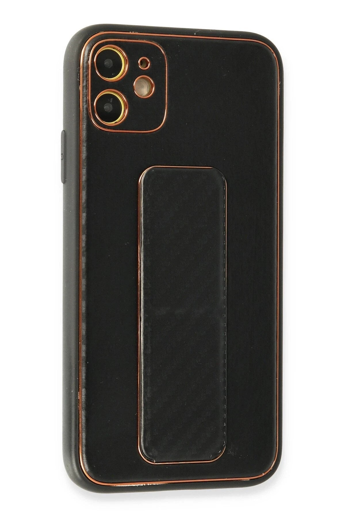Mey İthalat® iPhone 12 Kılıf Coco Karbon Standlı Kapak - Siyah