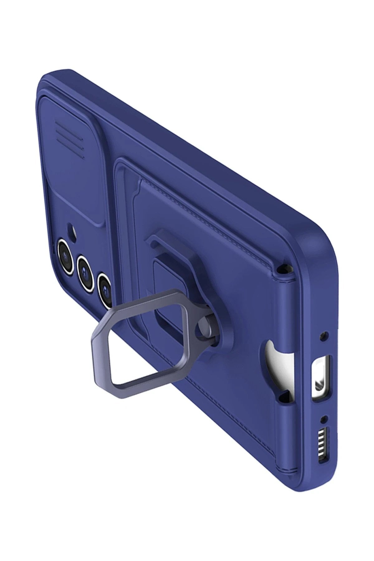 Mey İthalat® Samsung Galaxy A05S Kılıf Zuma Kartvizitli Yüzüklü Silikon - Lacivert