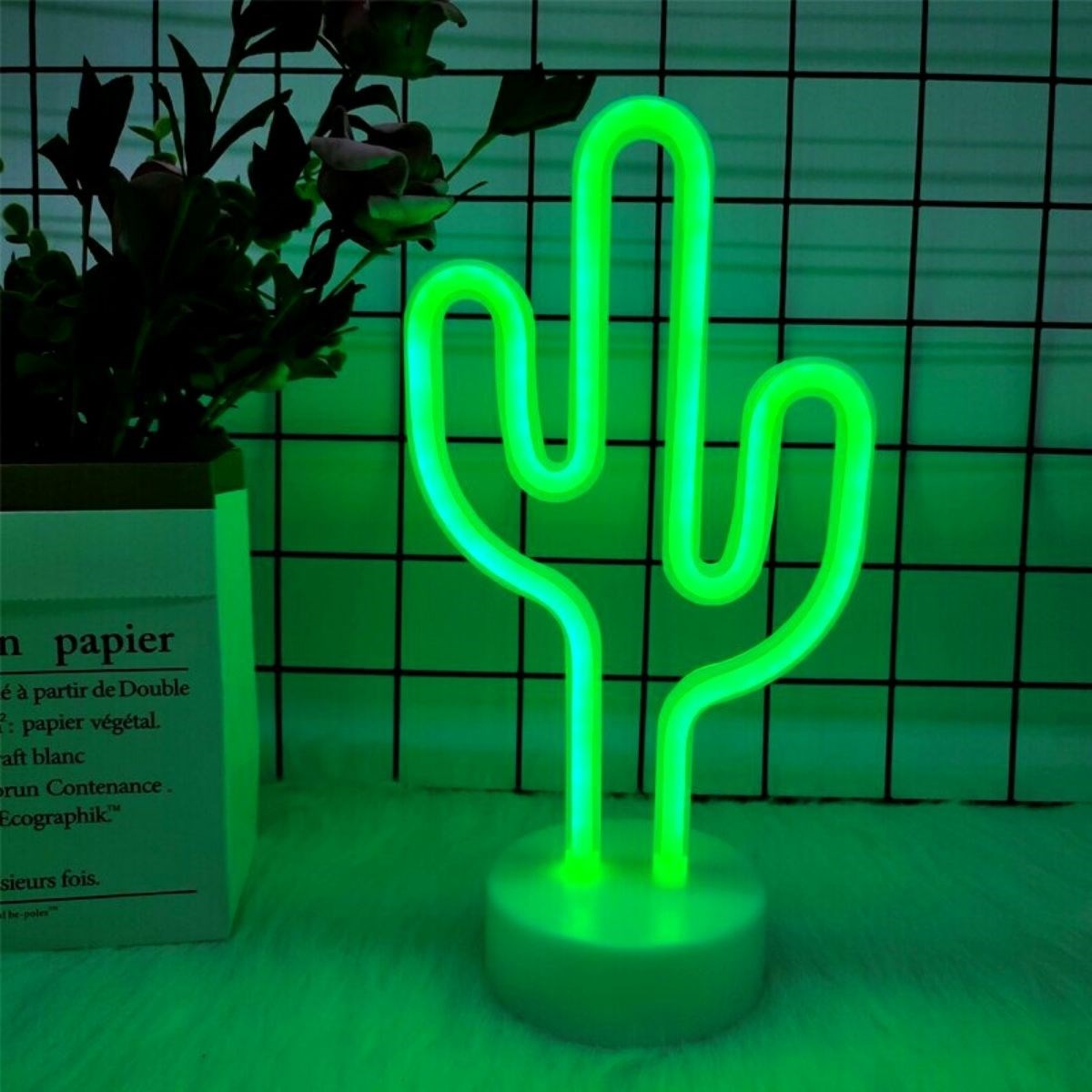 Kaktüs Dekoratif Neon Led Masa Ve Duvar Lambası Gece Lambası