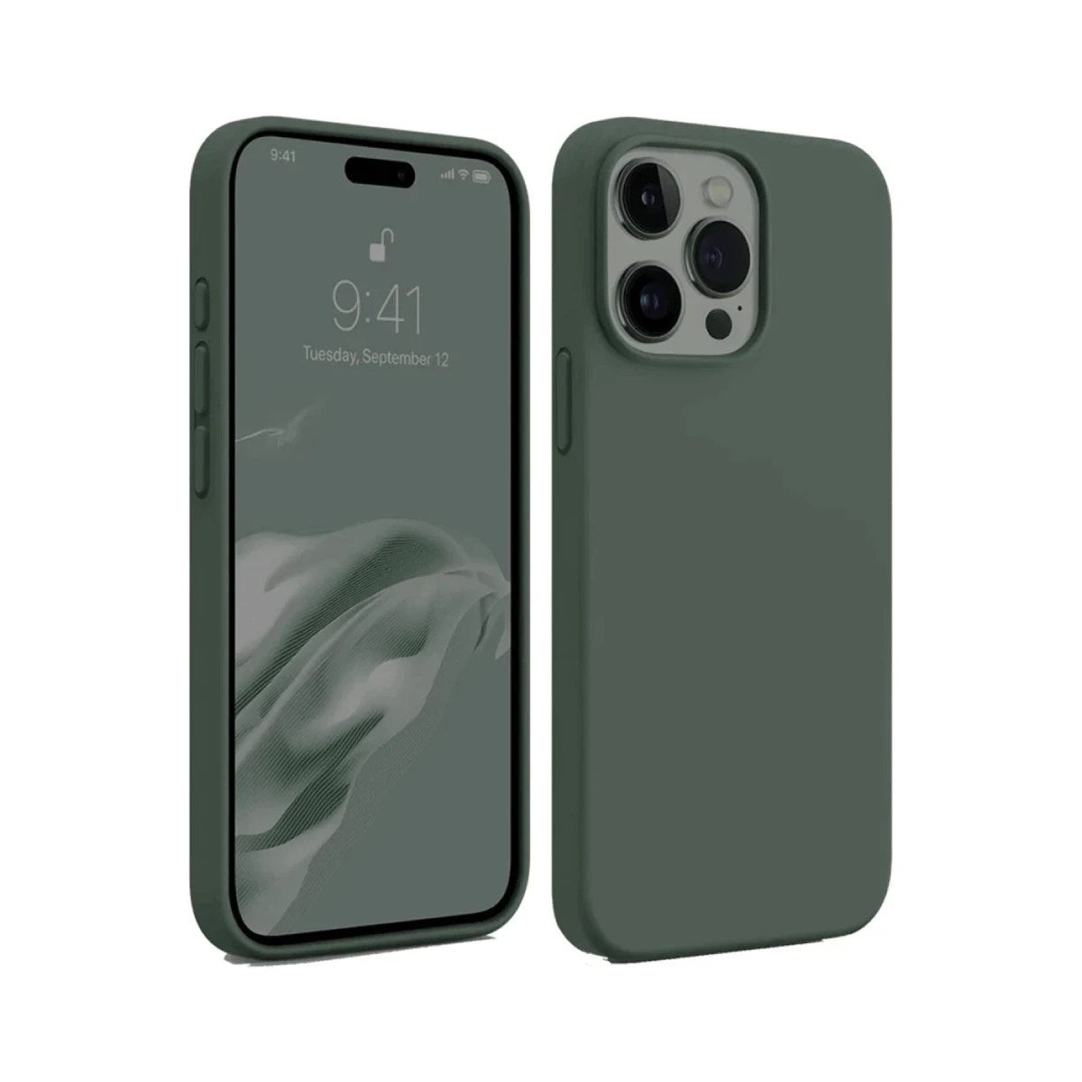 Mey İthalat® iPhone 15 Pro Max Kılıf First Silikon - Koyu Yeşil