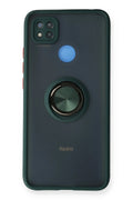 Mey İthalat® Redmi 9C Kılıf Montreal Yüzüklü Silikon Kapak - Yeşil