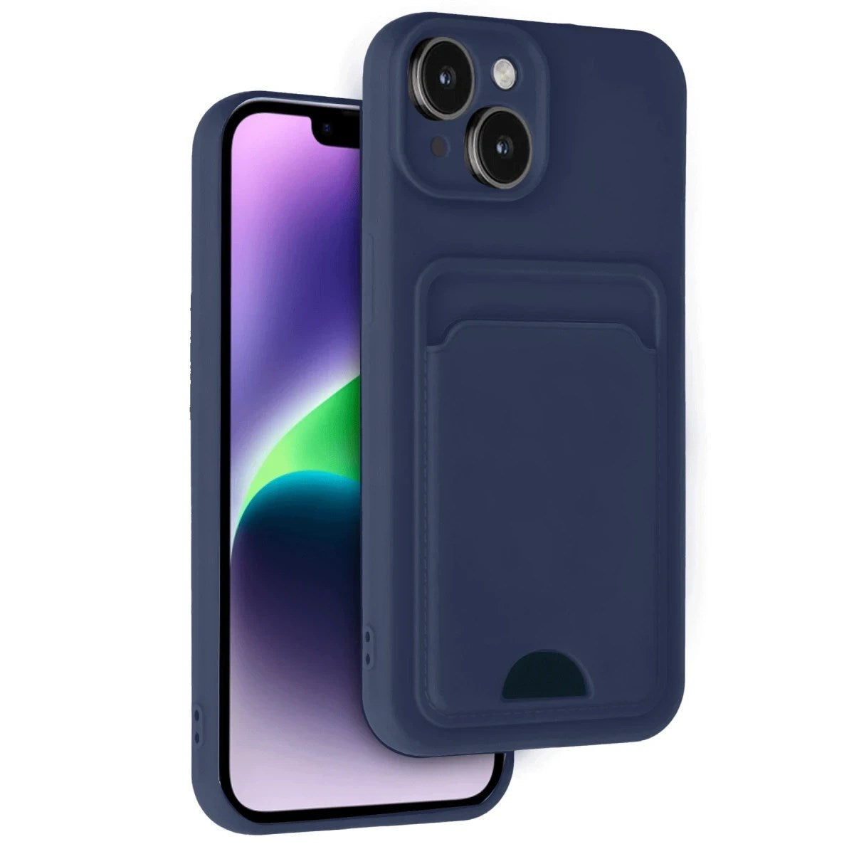 Mey İthalat® iPhone 14 Kılıf Kelvin Kartvizitli Silikon - Lacivert