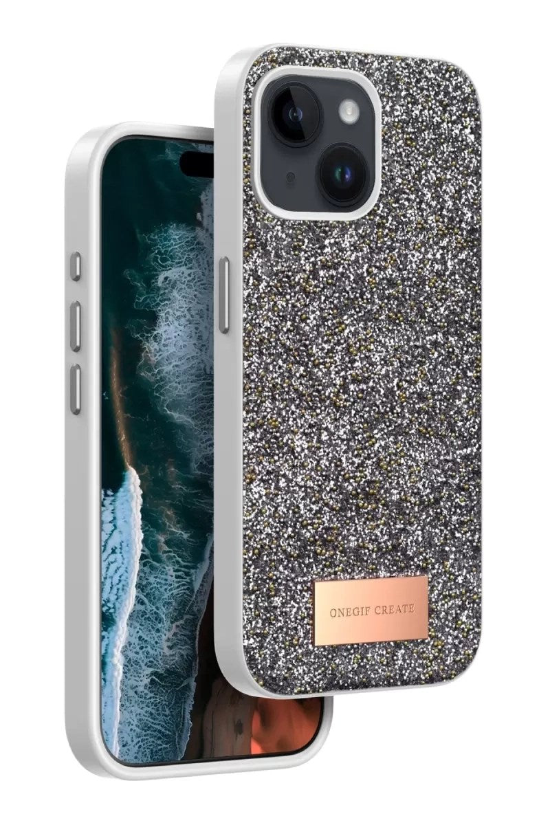 Mey İthalat® iPhone 14 Bright Simli Kapak - Gümüş