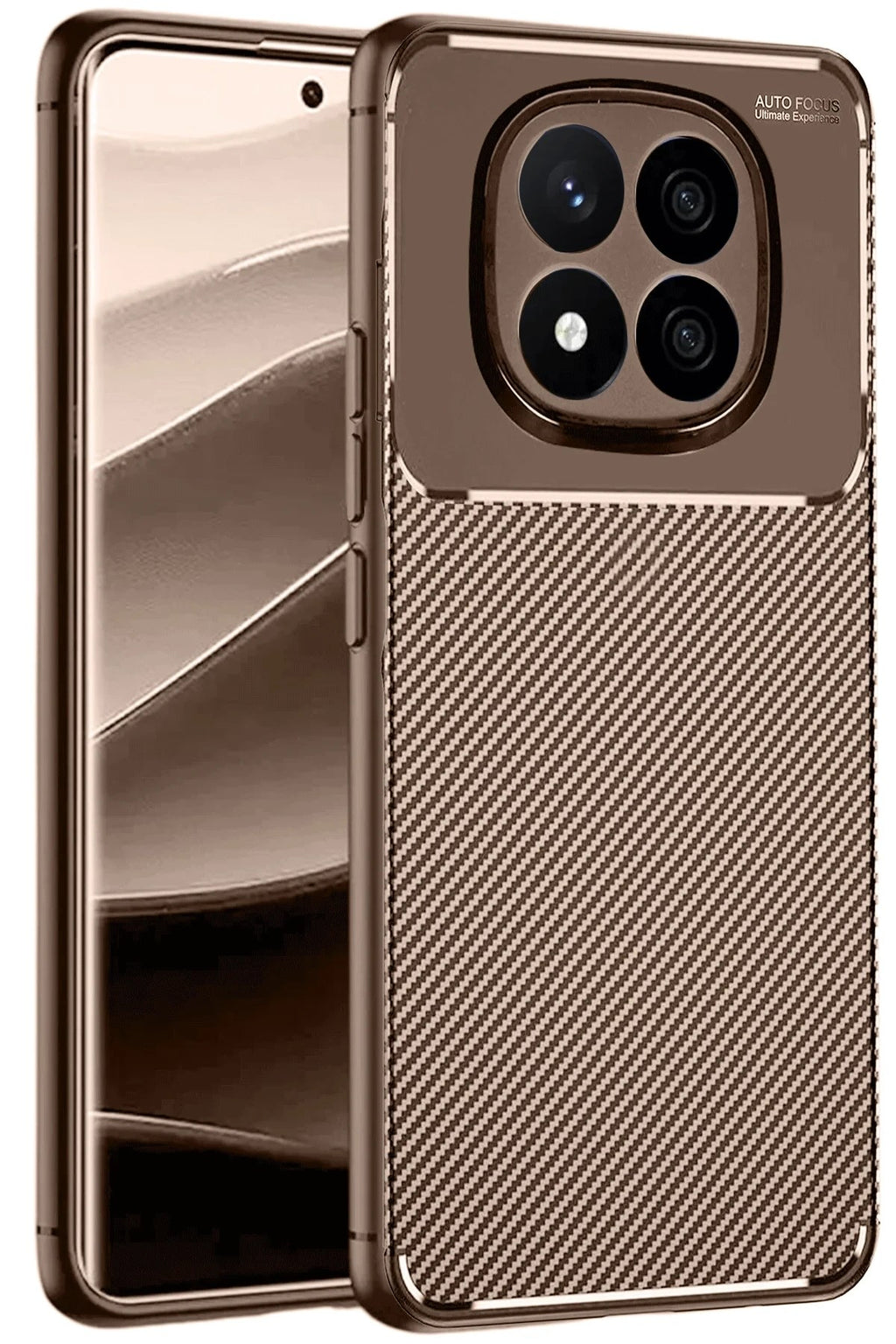 Mey İthalat® Redmi Note 14 Pro 5G Kılıf Auto Focus Karbon Kapak - Kahverengi