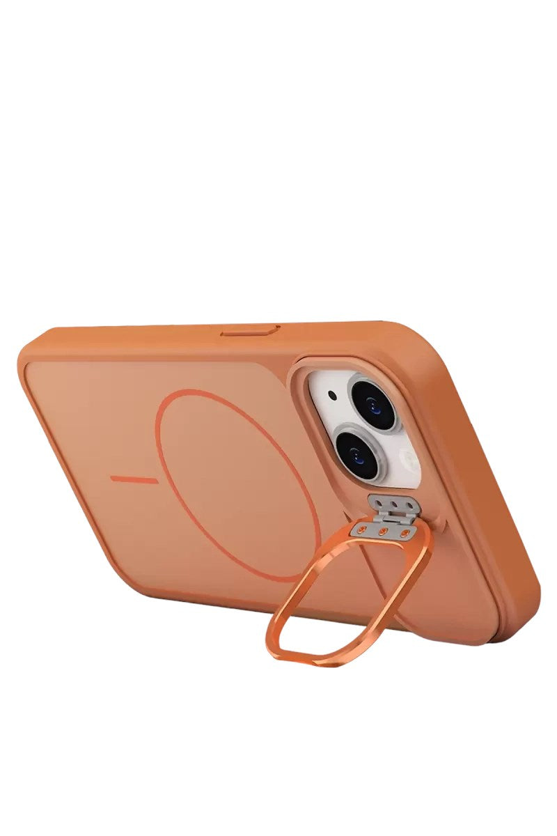 Mey İthalat® iPhone 14 Pale Magsafe Standlı Kapak - Turuncu