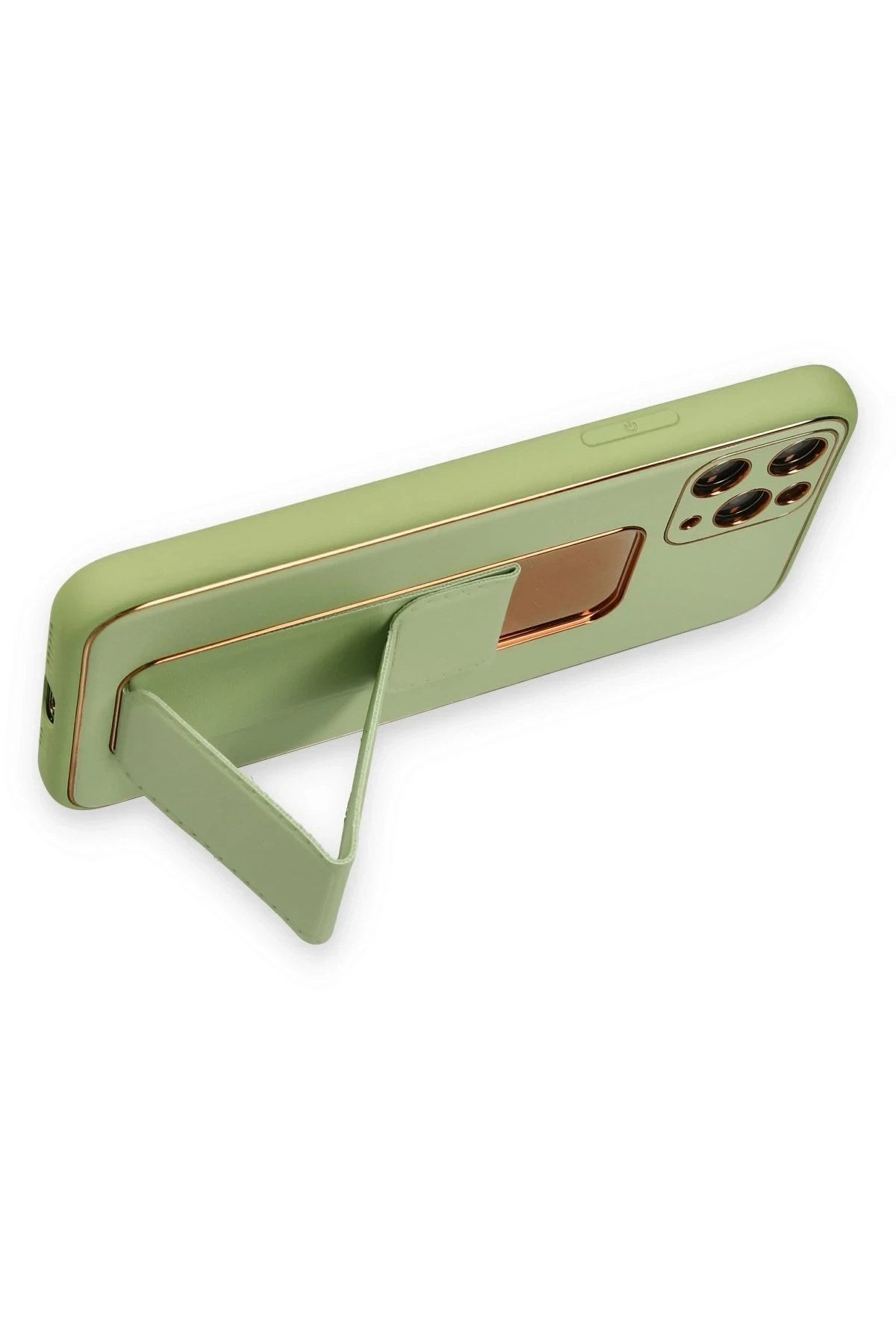 Mey İthalat® iPhone 11 Pro Kılıf Coco Deri Standlı Kapak - Su Yeşili