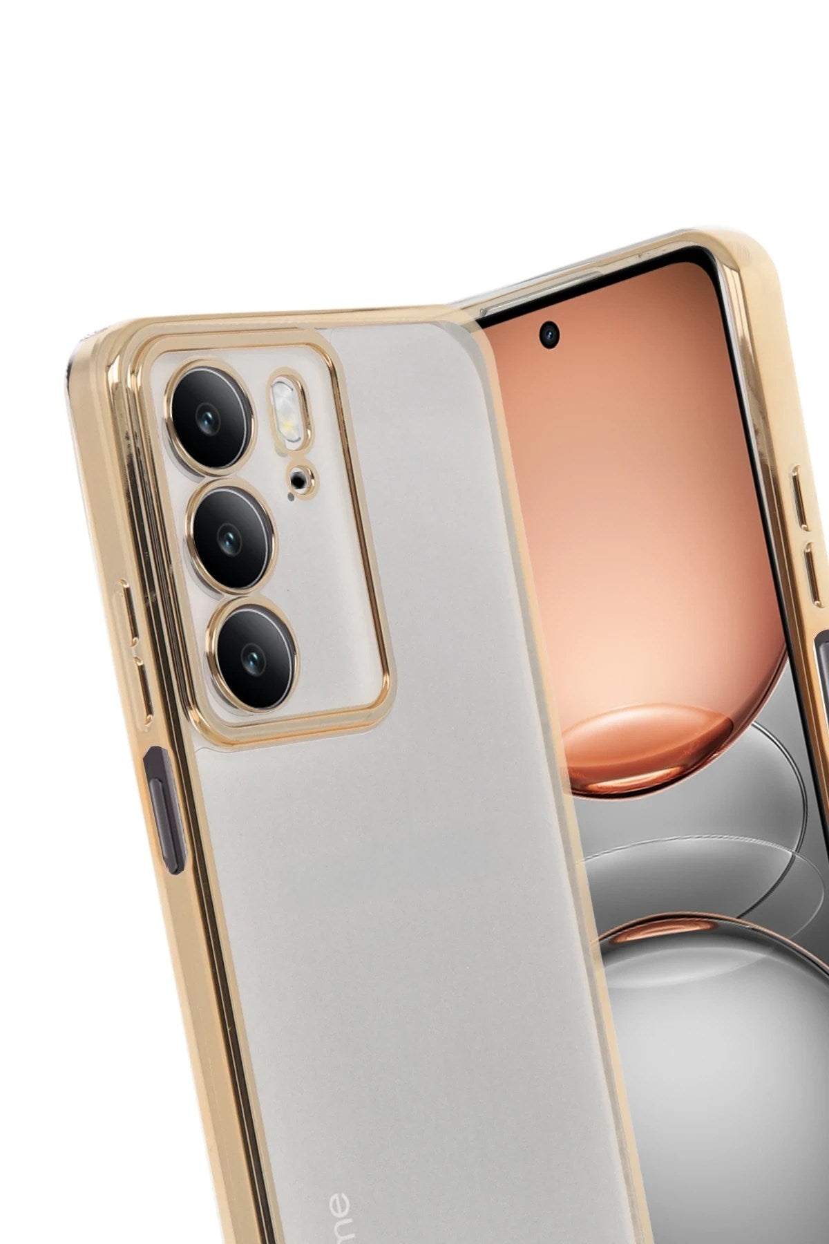 Mey İthalat® Realme C75 4G Kılıf Lensli Silikon - Gold