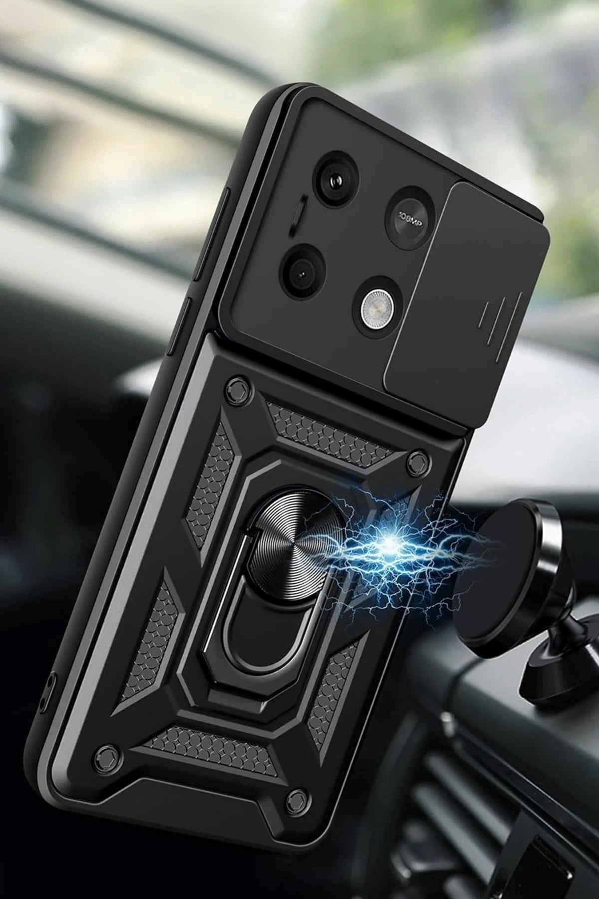 Mey İthalat® Poco M6 Pro 4G Kılıf Pars Lens Yüzüklü Silikon - Gümüş