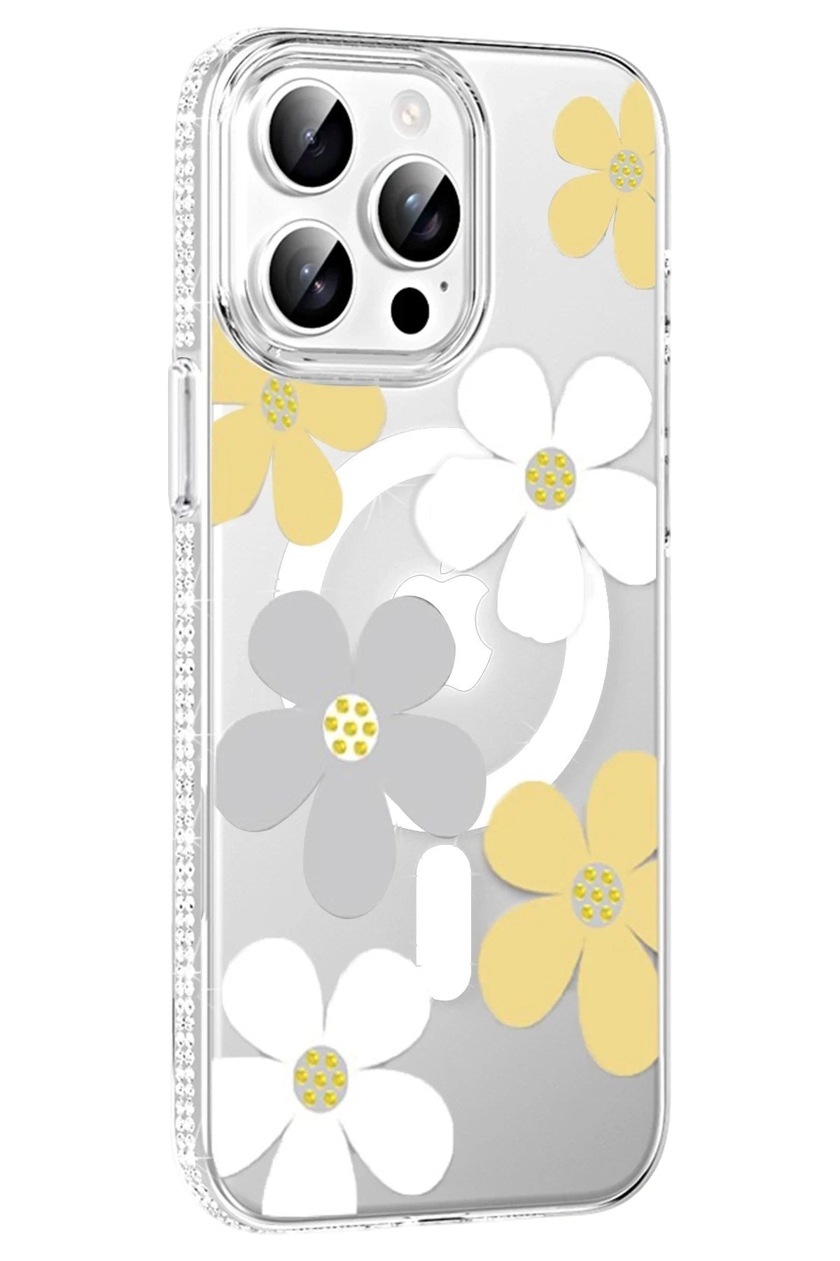 Mey İthalat® iPhone 14 Pro Max Floral Magsafe Kapak - Sarı