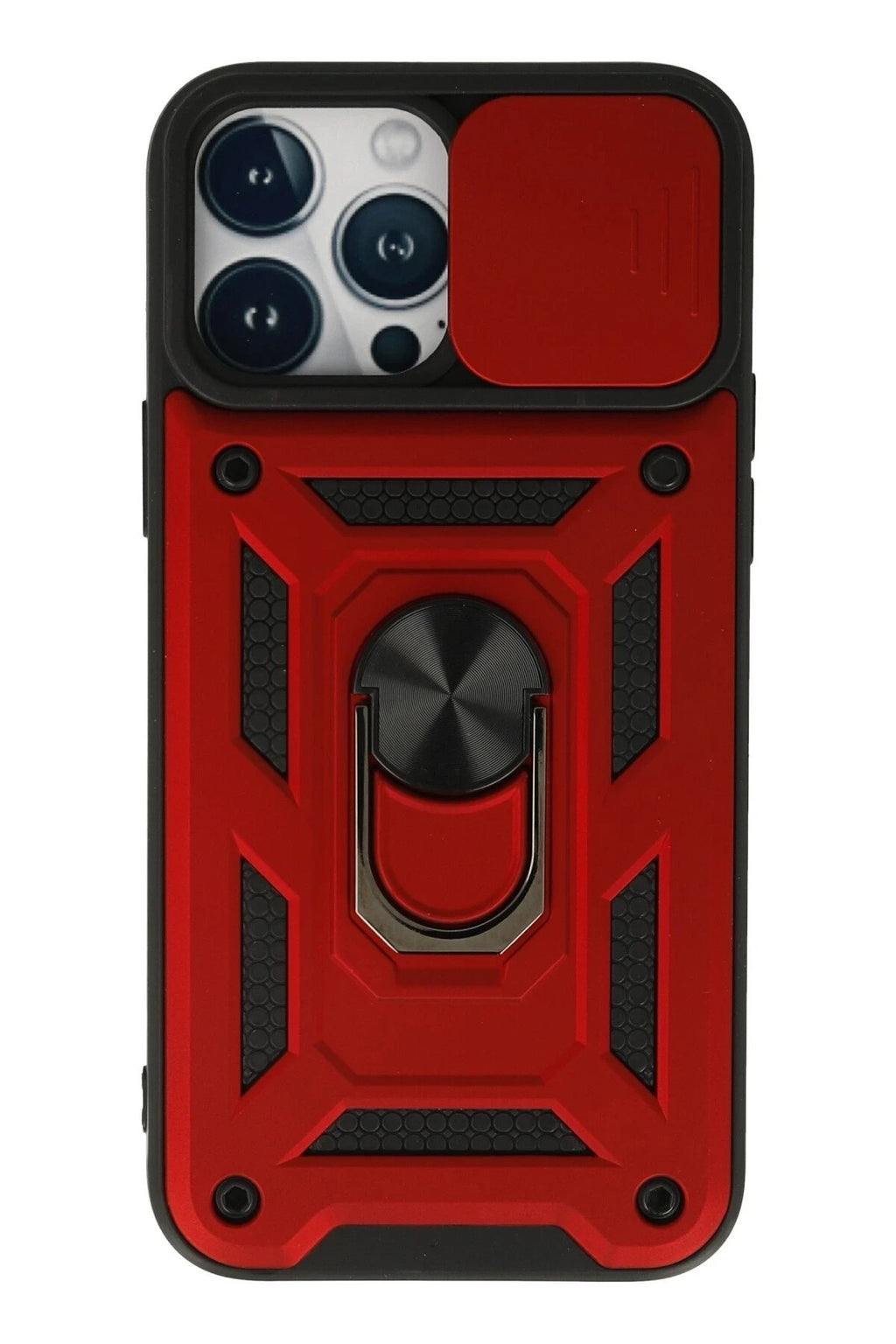 Mey İthalat® iPhone 13 Pro Max Kılıf Pars Lens Yüzüklü Silikon - Kırmızı