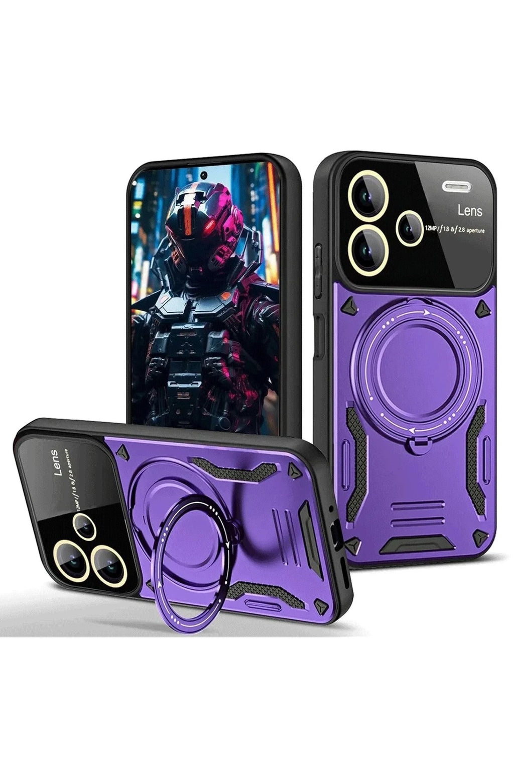 Mey İthalat® Redmi Note 13 Pro Plus Joy Lens Standlı Kapak - Mor
