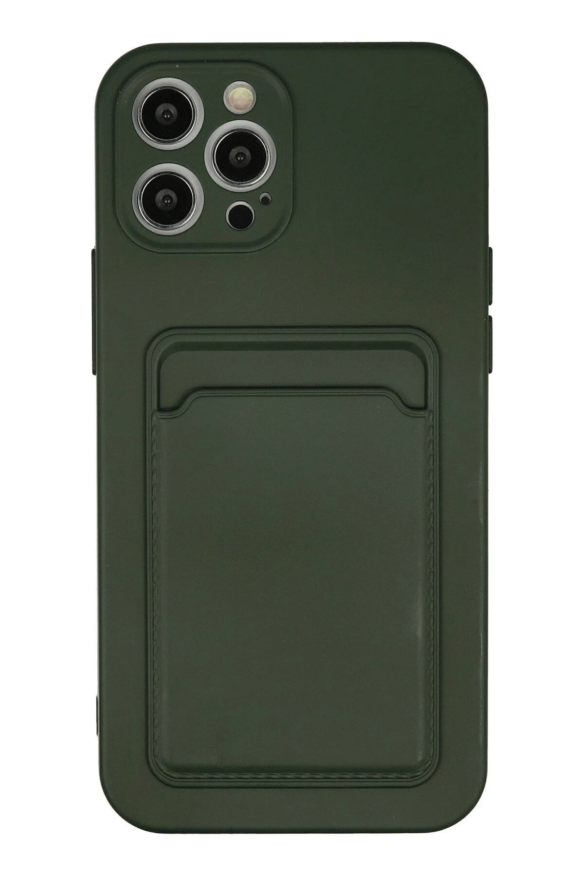 Mey İthalat® iPhone 12 Pro Max Kılıf Kelvin Kartvizitli Silikon - Koyu Yeşil