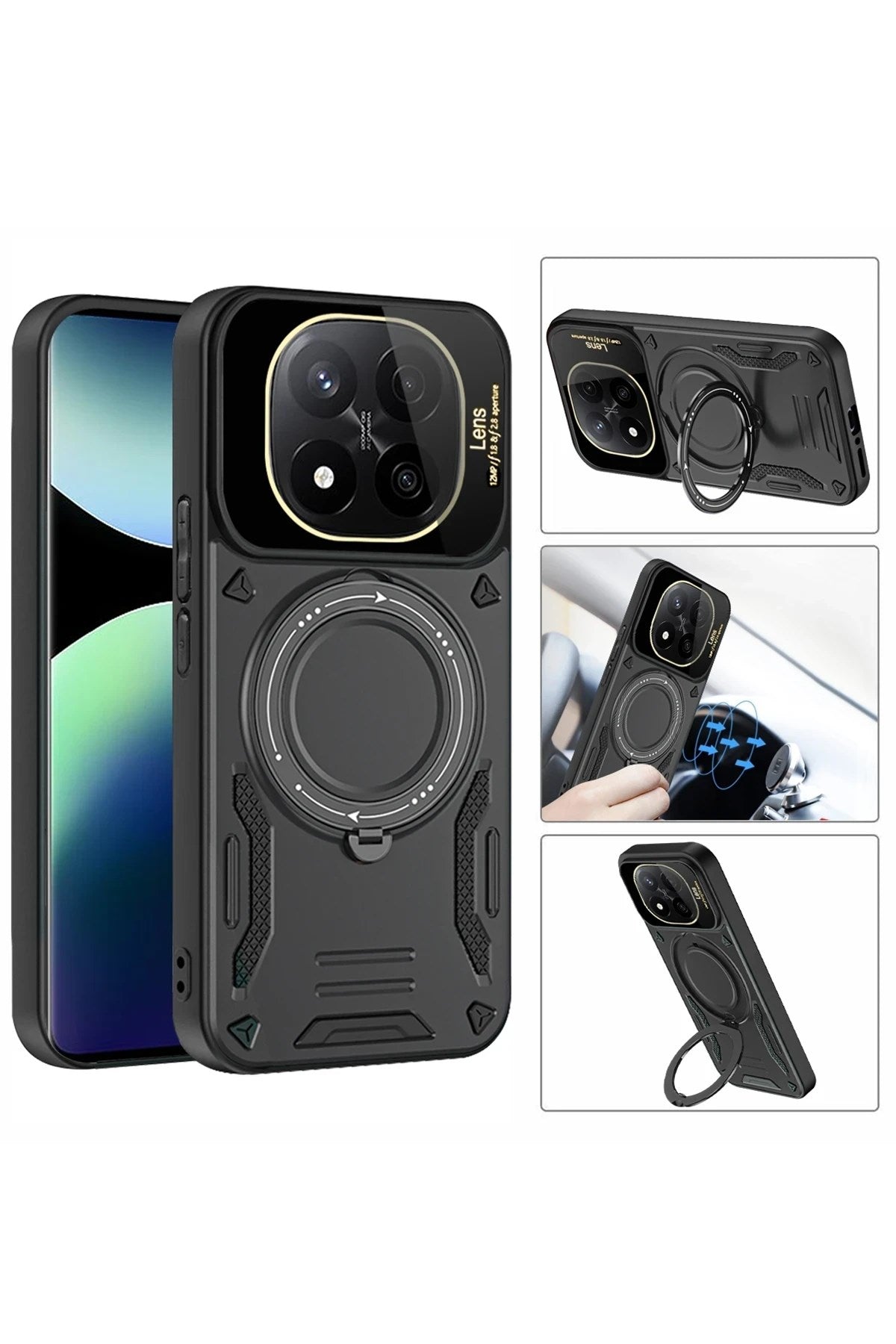 Mey İthalat® Redmi Note 14 Pro 4G Kılıf Joy Lens Standlı Kapak - Mor