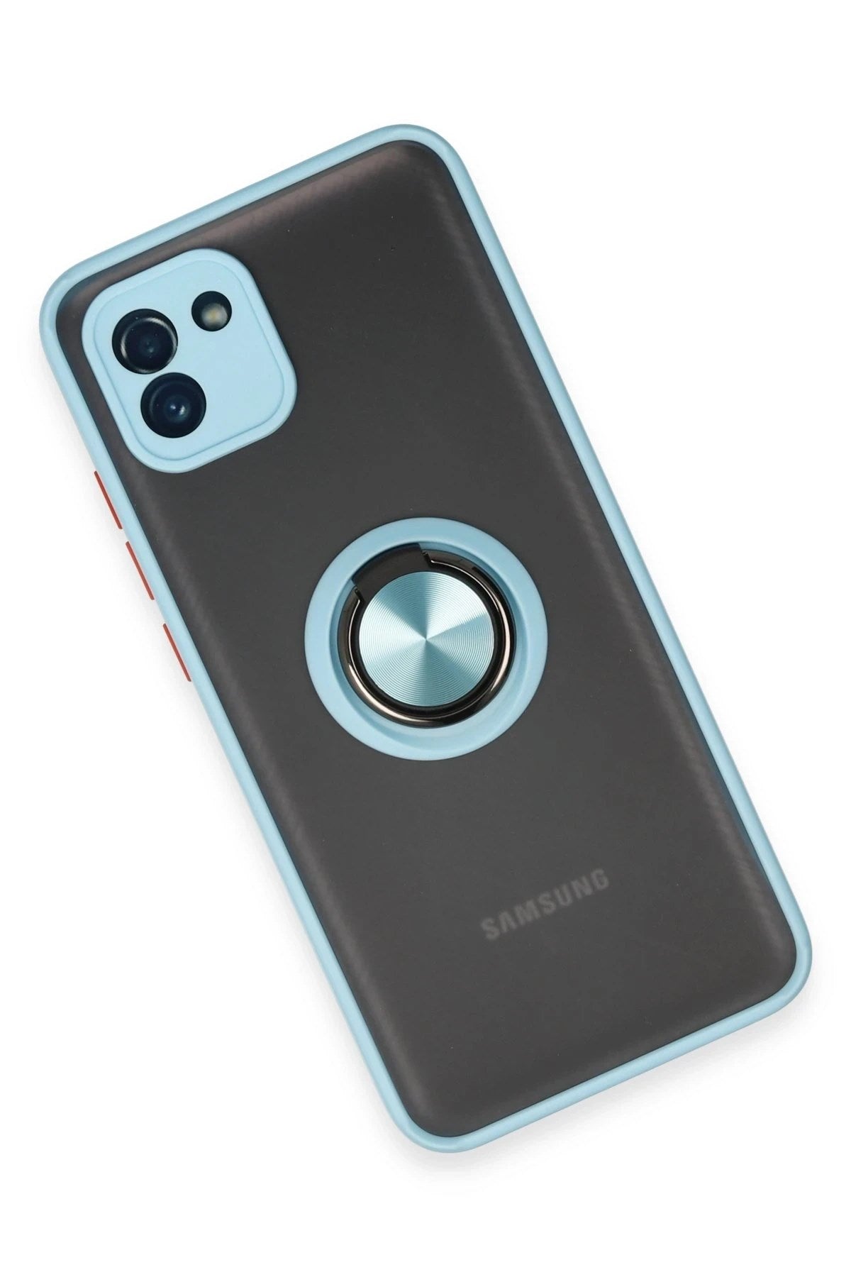 Mey İthalat® Samsung Galaxy A03 Kılıf Montreal Yüzüklü Silikon Kapak - Buz Mavi