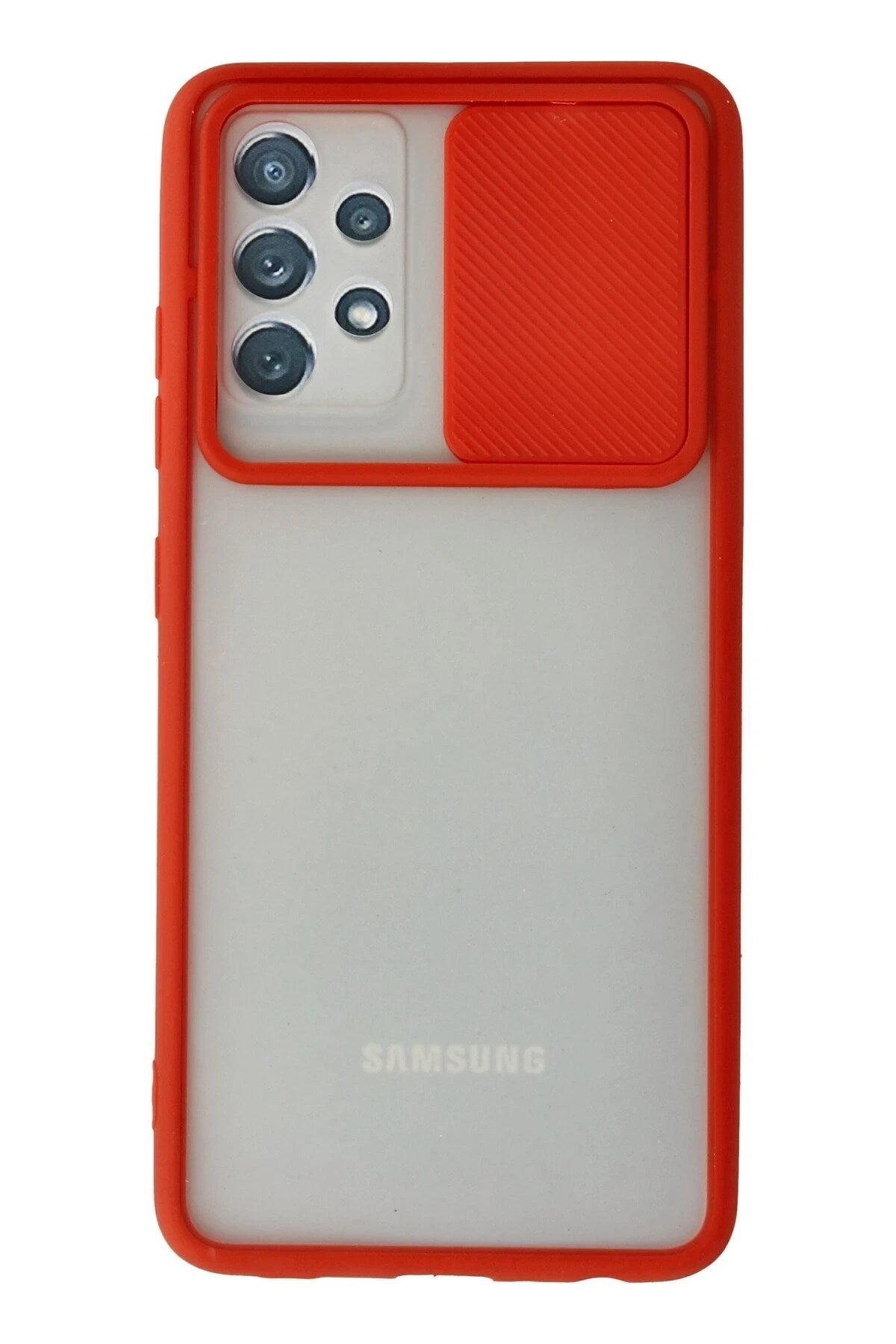 Mey İthalat® Samsung Galaxy A52 Kılıf Palm Buzlu Kamera Sürgülü Silikon - Kırmızı