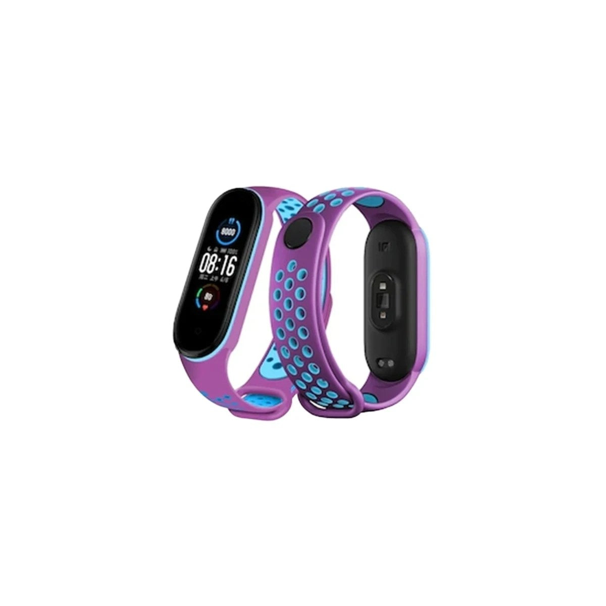 Mey İthalat® Mi Band 4 Spor Delikli Kordon - Mor-Mavi