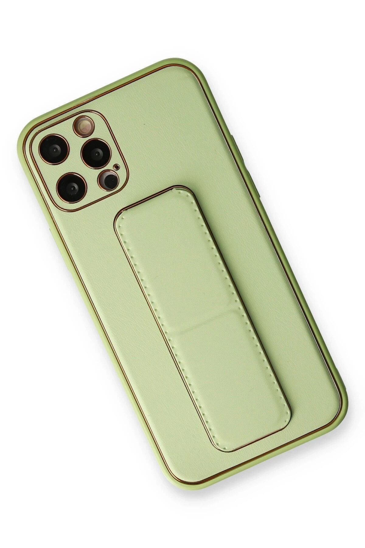 Mey İthalat® iPhone 12 Pro Kılıf Coco Deri Standlı Kapak - Su Yeşili