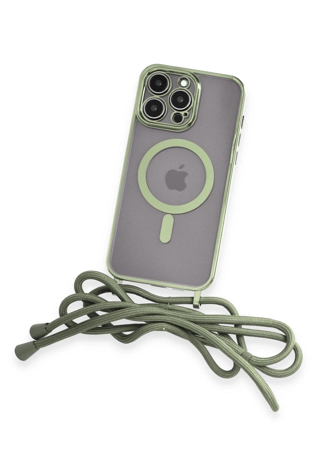 Mey İthalat® iPhone 13 Pro Kılıf Divo Lazer Askılı Magsafe Kapak - Koyu Yeşil