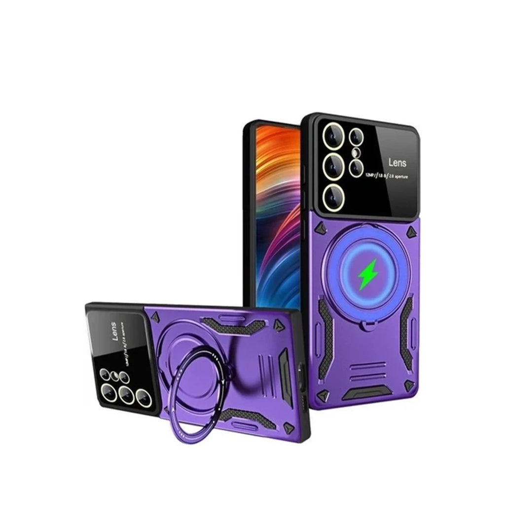 Mey İthalat® Samsung Galaxy S24 Ultra Kılıf Joy Lens Standlı Kapak - Mor