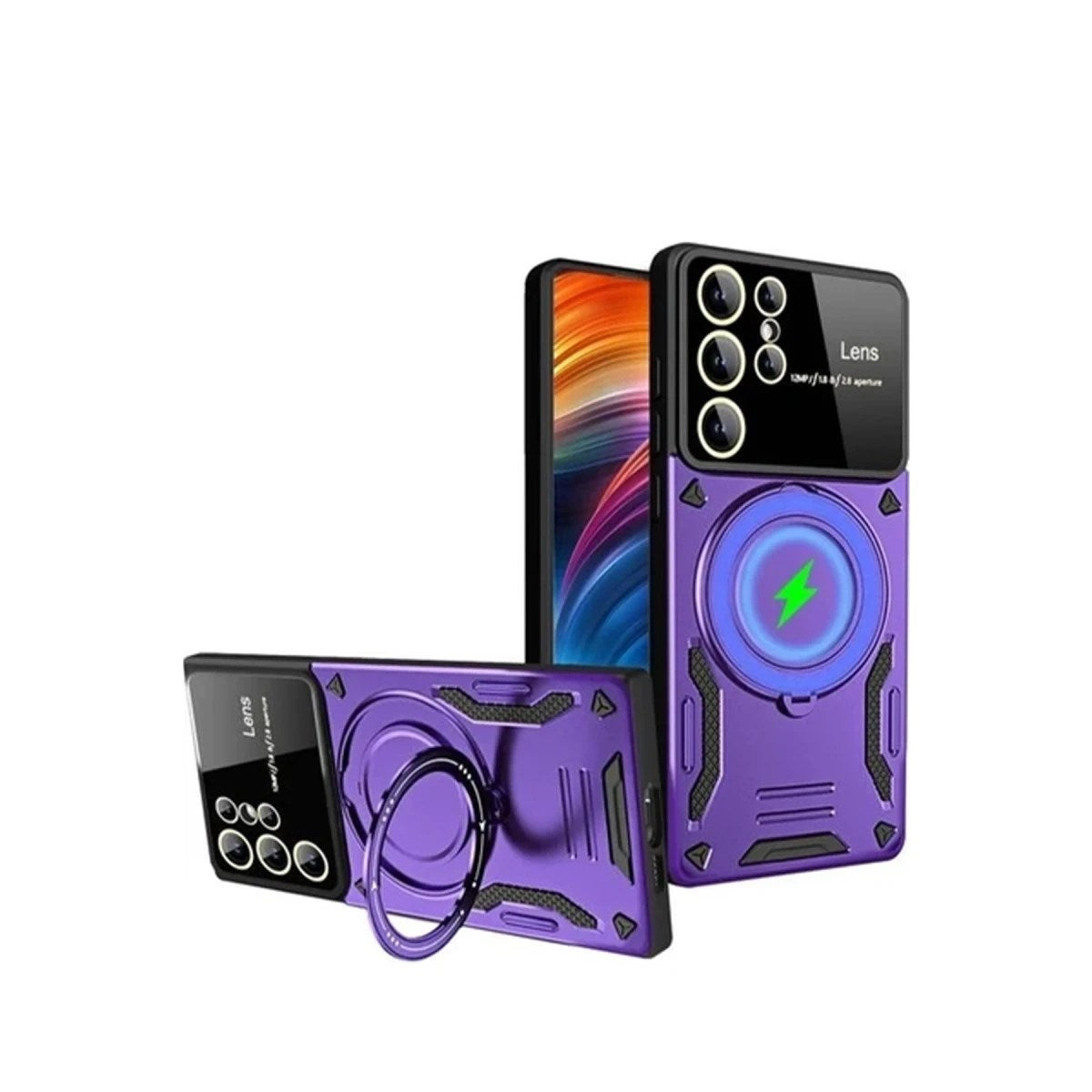 Mey İthalat® Samsung Galaxy S24 Ultra Kılıf Joy Lens Standlı Kapak - Mor