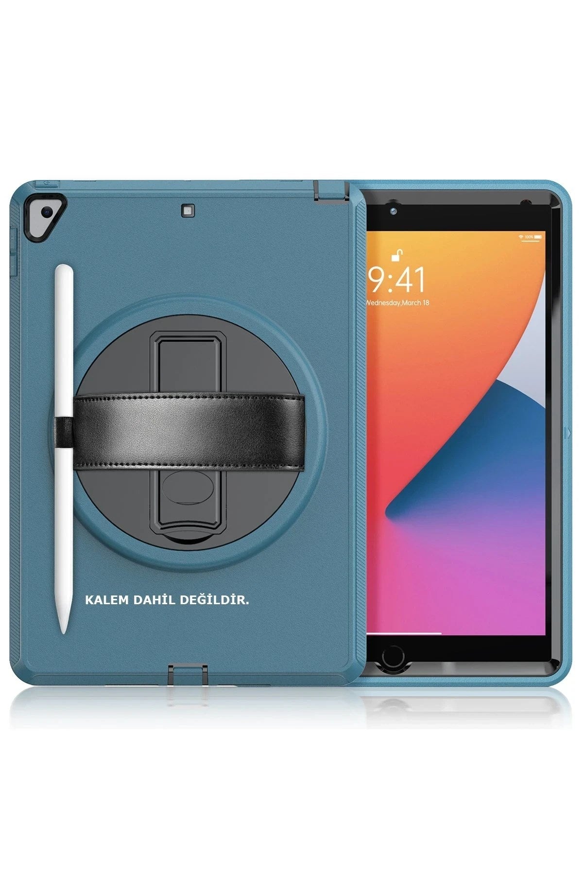 Mey İthalat® iPad 10.2 (7.nesil) Kılıf Hand Strap Tablet Kılıfı - Turkuaz