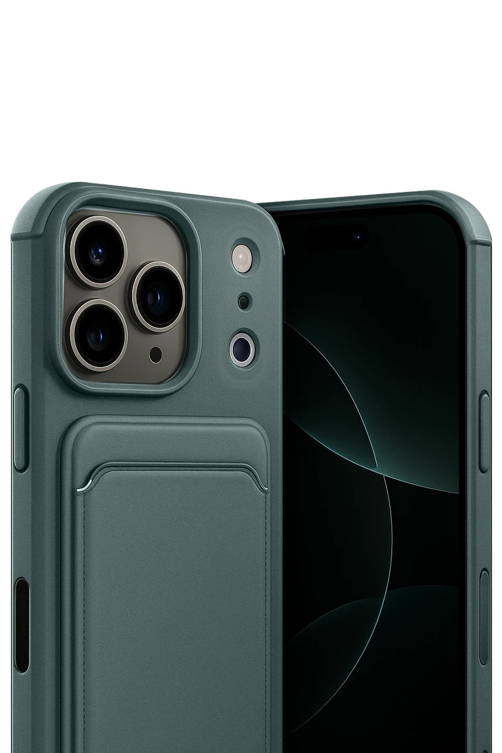 Mey İthalat® iPhone 17 Pro Kelvin Kartvizitli Silikon - Koyu Yeşil
