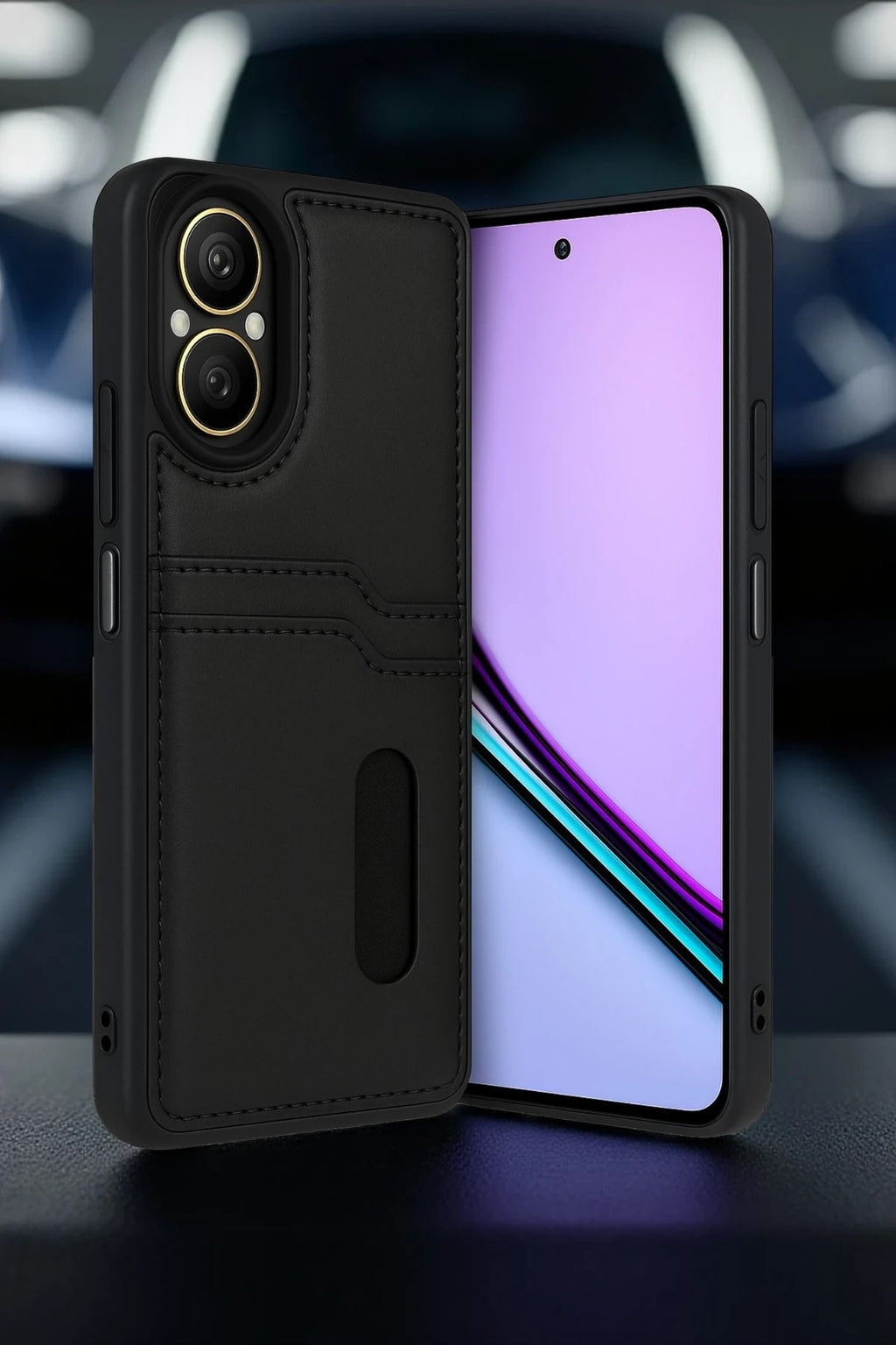Mey İthalat® Realme 12 Lite Kılıf Sara Kartvizitli Deri Kılıf - Kırmızı