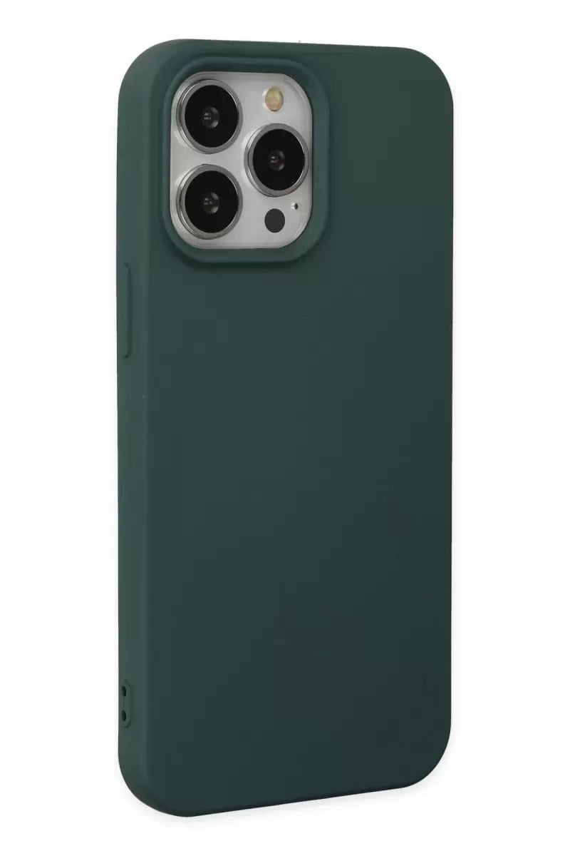 Mey İthalat® iPhone 14 Pro Max Kılıf Nano içi Kadife Silikon - Koyu Yeşil